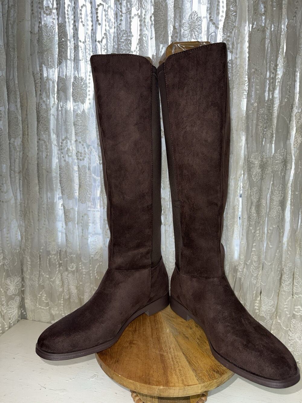 NWOB $139 SPLENDID Manny Tall Suede Boot in Spice Chocolate Brown Size 9M